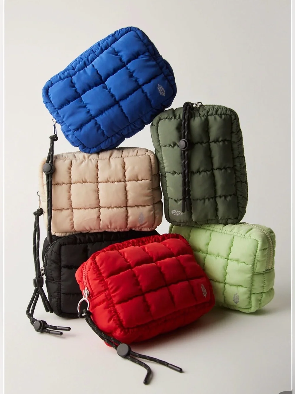 NWT Free People FP Movement Quilted Mini Case Off White